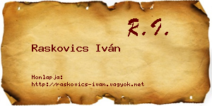 Raskovics Iván névjegykártya